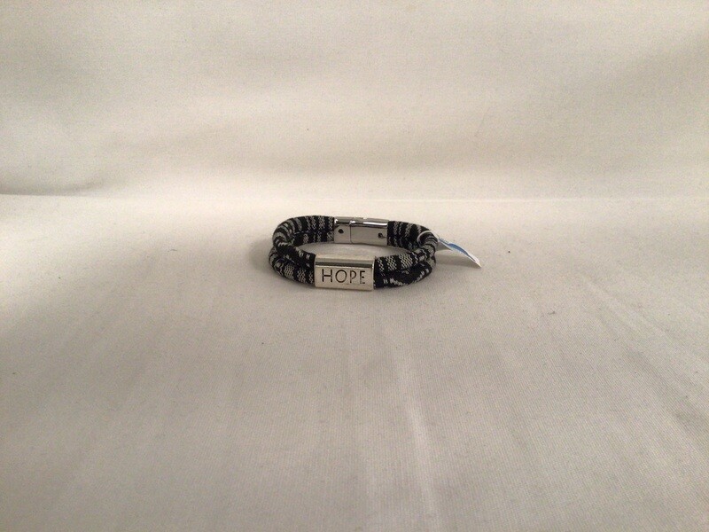 HOPE Affirmation Cotton Cord Bracelet,  Black &amp; White