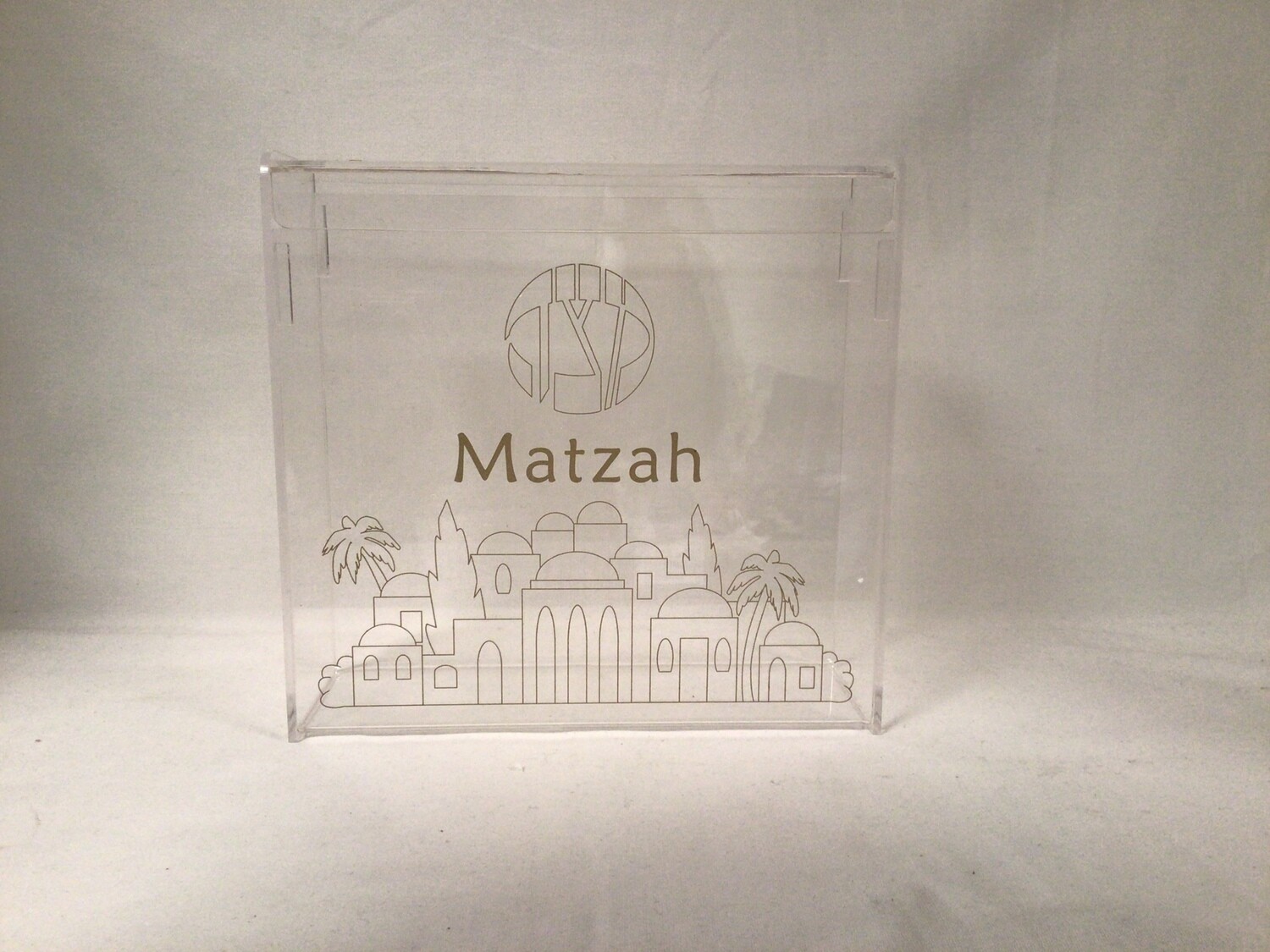 Acrylic Matzah Box with Gold Accent