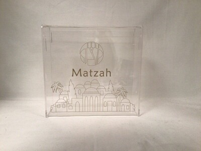 Acrylic Matzah Box with Gold Accent