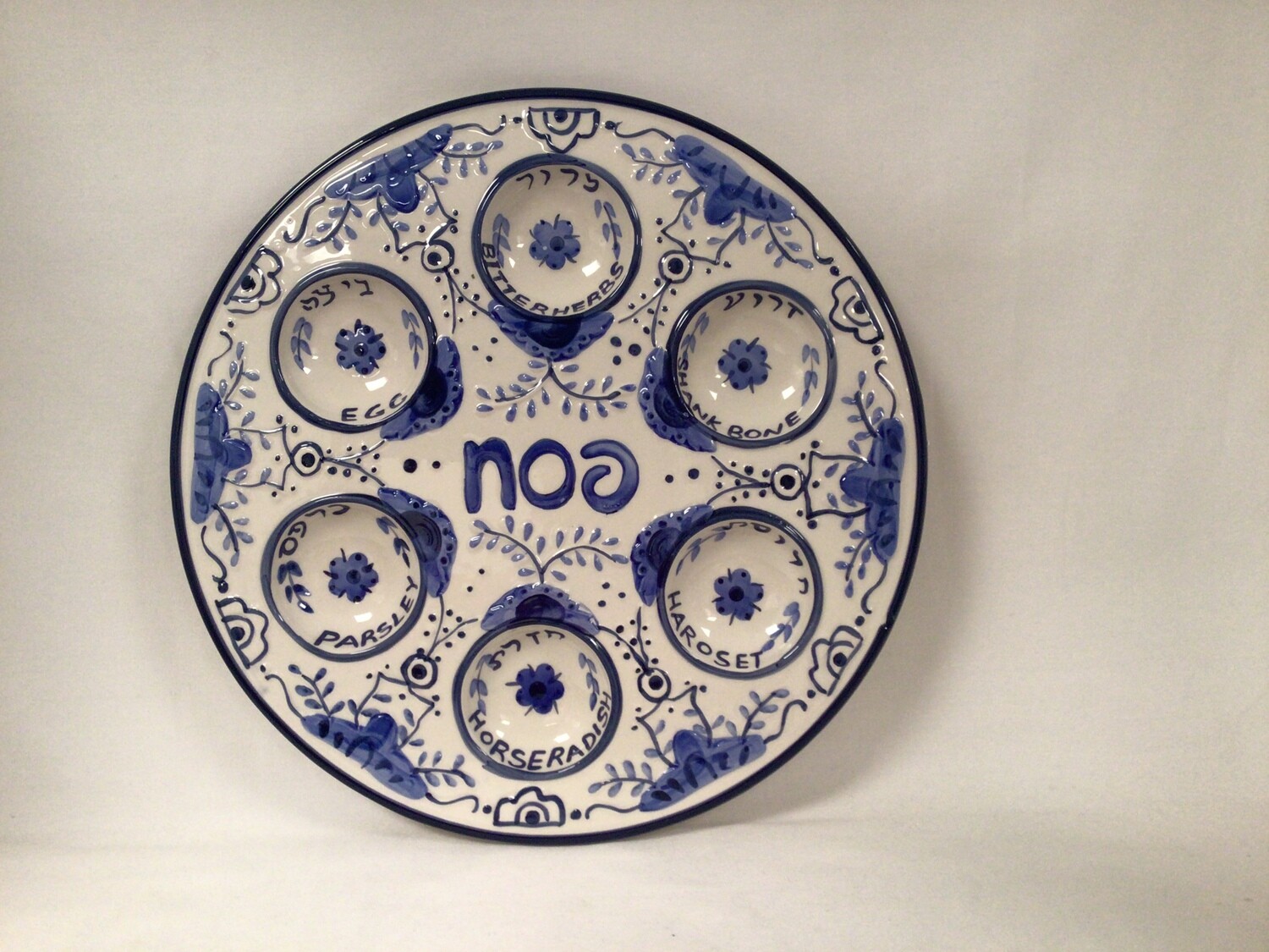 Ceramic Delft-Look Seder Plate