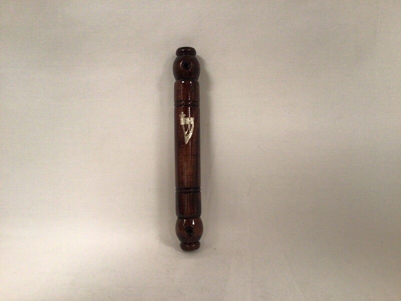 Dark Wood Round Mezuzah
