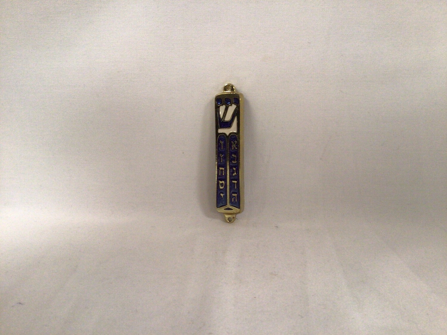 Metal Mezuzah with Blue Shin