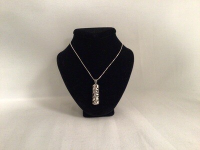 Sterling Silver Cobblestone Mezuzah Necklace with Scroll on 20" Silver Chain