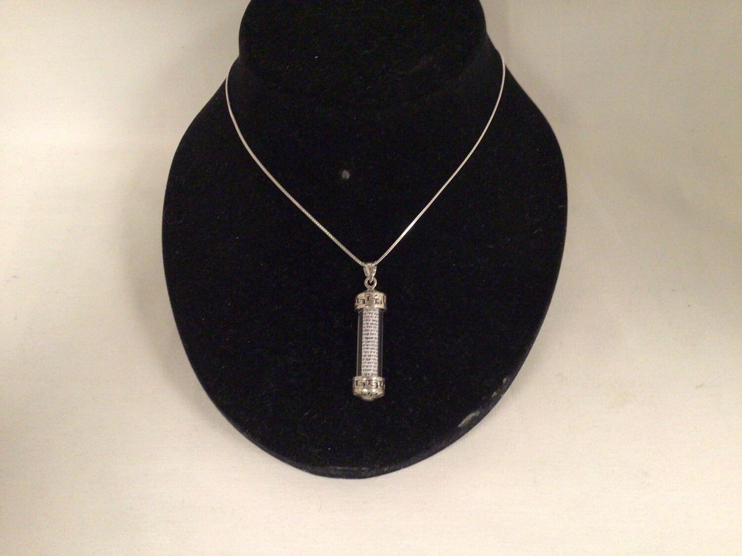 Sterling Silver Mezuzah Necklace with Scroll on 20&quot; Silver Chain