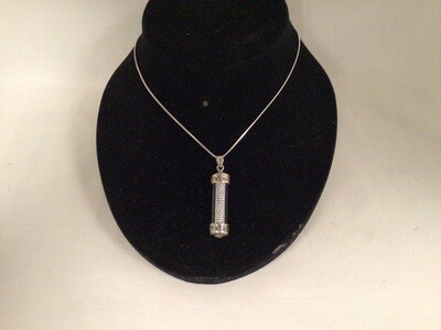 Sterling Silver Mezuzah Necklace with Scroll on 20" Silver Chain
