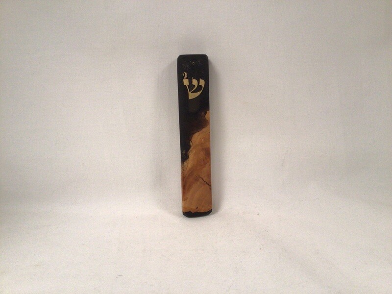 Israeli Olive Wood &amp; Resin Healing Mezuzah - Black