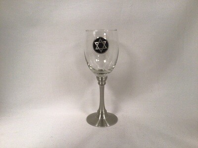 Glass & Pewter Kiddush Cup with Star of David