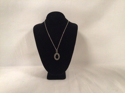 Oval Necklace with Cutout Hamsa on 18 “ Silver Chain