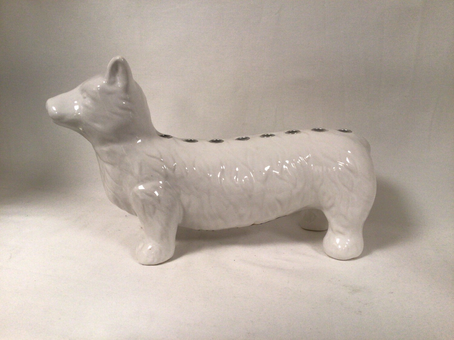 White Ceramic Dog Menorah