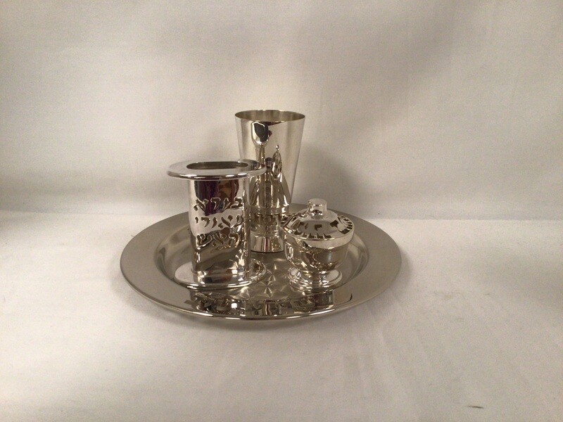 Silver Havdalah Set on Tray