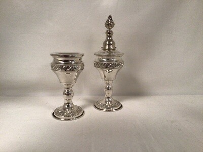 Traditional Silver Spice Box and Havdalah Candle Holder