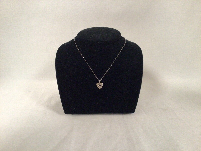 Small Sterling Silver Heart with cutout Heart Necklace