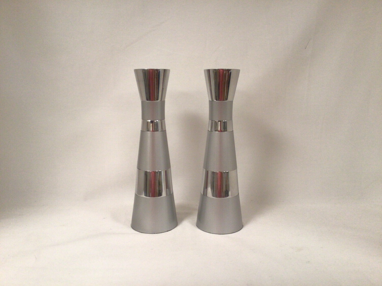 Aluminum Tall  Candlesticks with Matte and Rings
