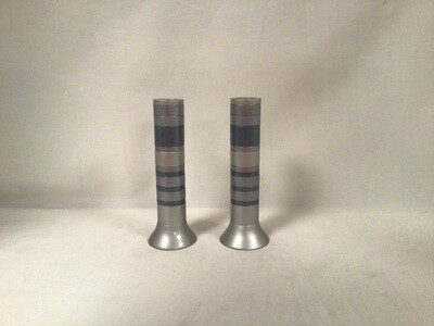 Aluminum Candlesticks with Assorted Rings of Grey