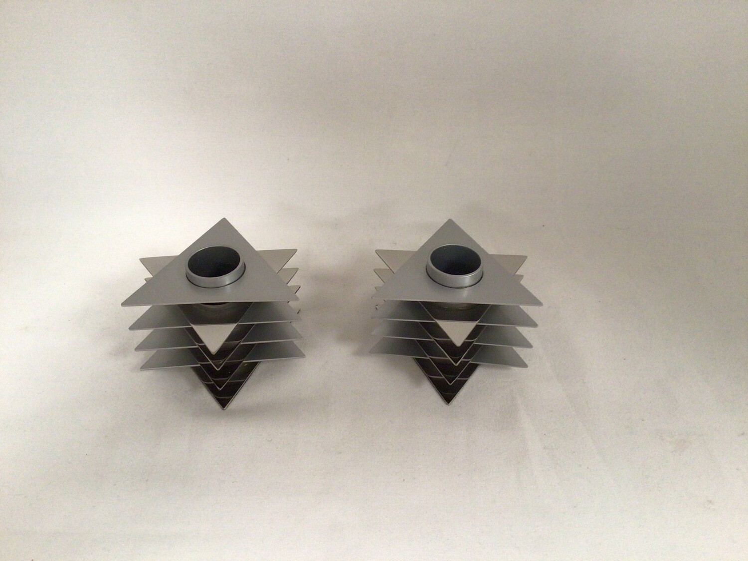 Magen David Shiny and Matte Silver Candlesticks