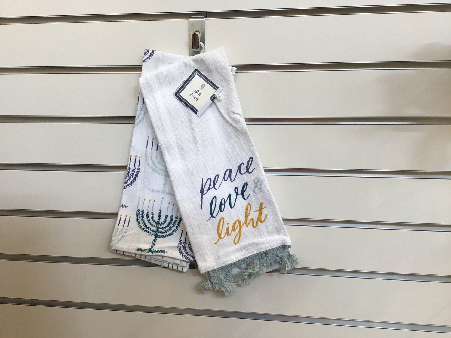 Peace, Love, Light and Menorah Dish Towel