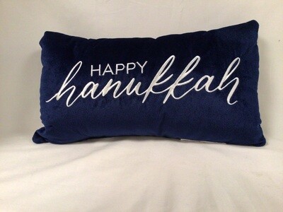Navy Velvet Happy Hanukkah Pillow