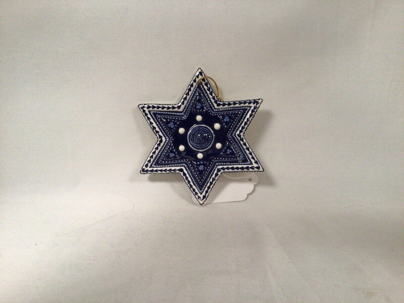 Hand Painted Ceramic Star of David - Large