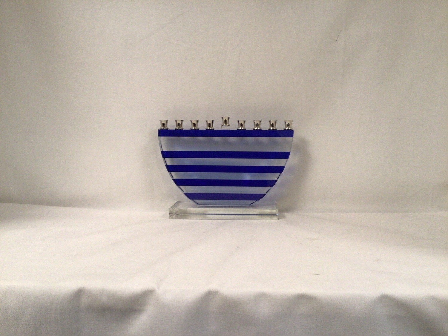 Crystal Menorah with Blue Stripes