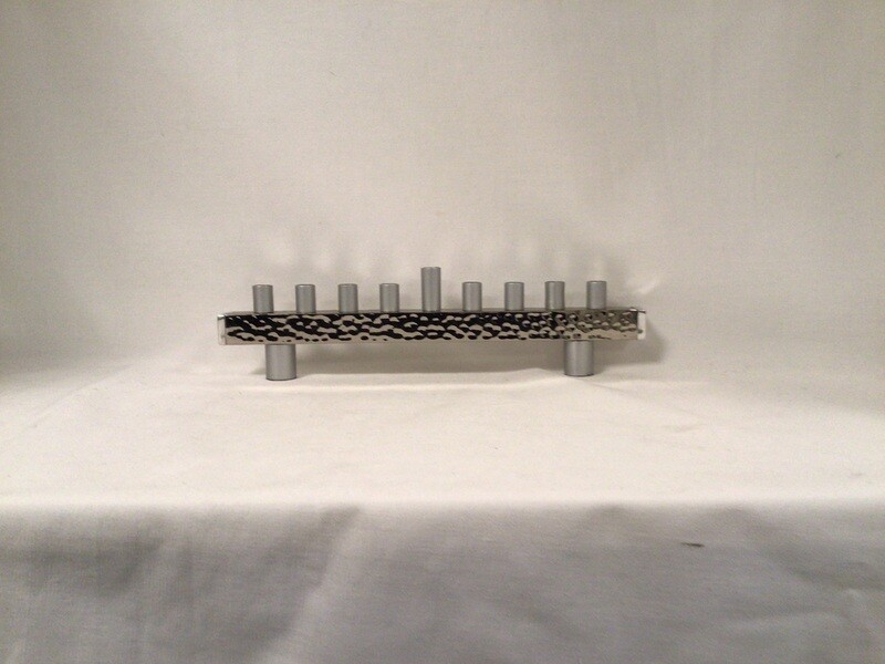Emanuel Hammered Strip Menorah- Silver  