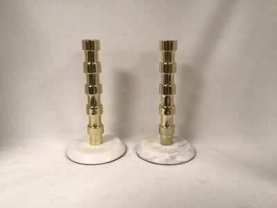 Gold Taper Candlesticks on Marble Base