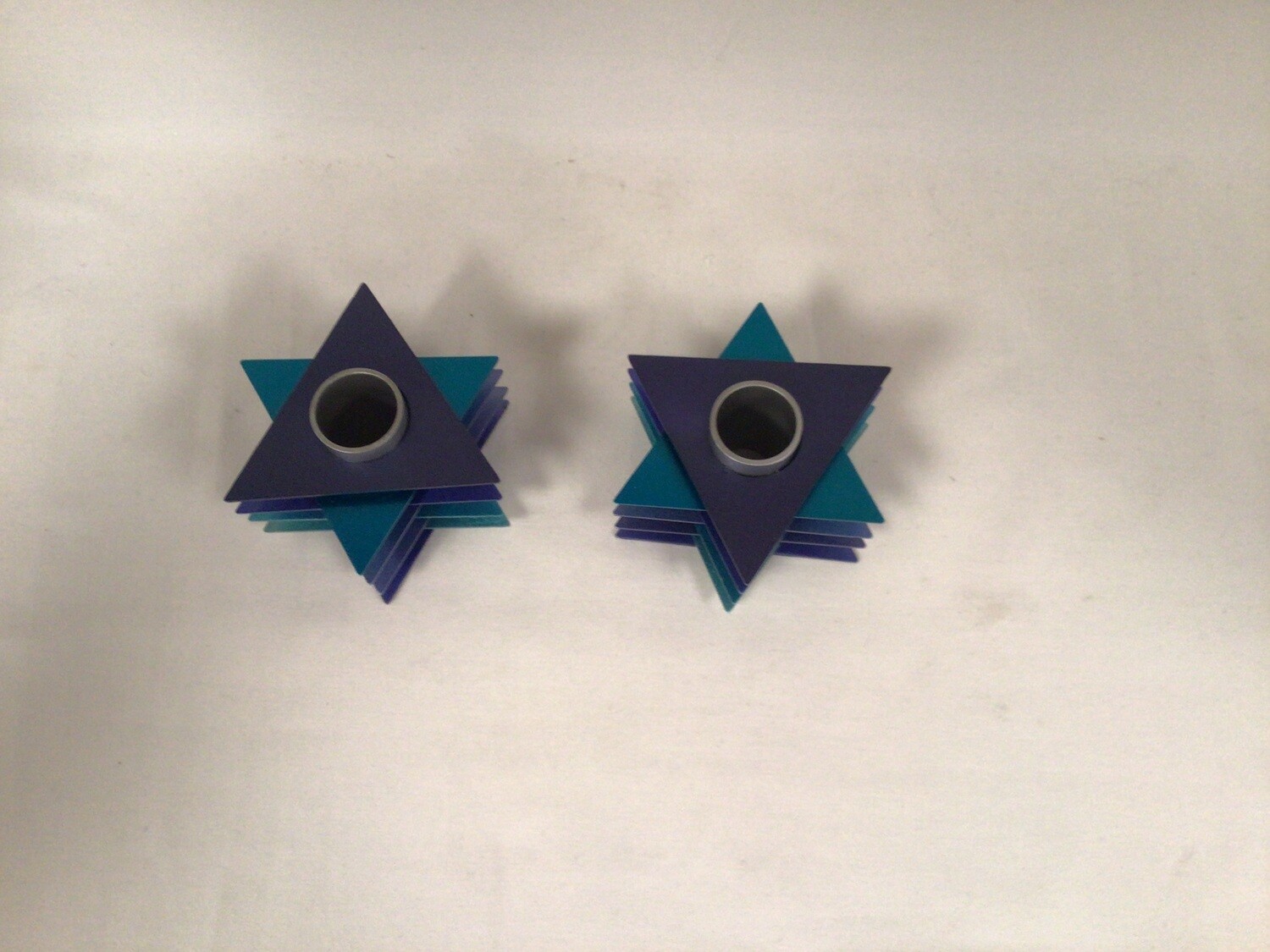 Magen David Blue Candlesticks