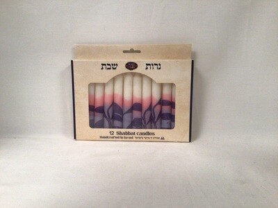  Purple, Pink and White Shabbat Candles 