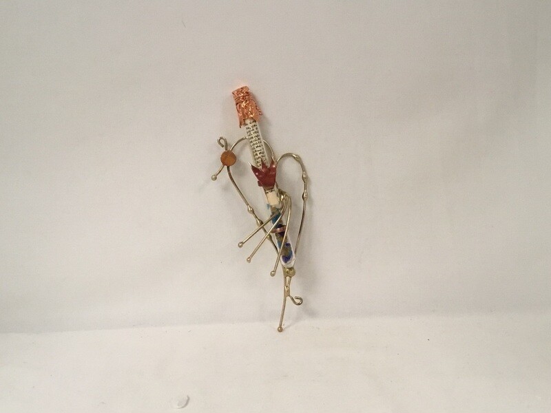 Brass Heart Wedding Mezuzah with Copper Shin and Tube for Shards