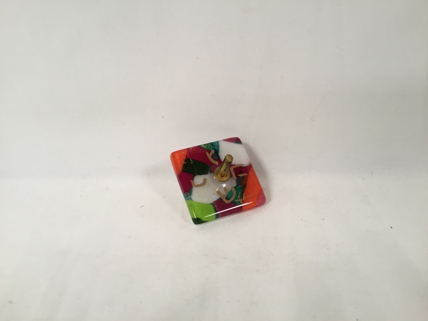 Small Glass Dreidel Top - Wine, Orange, Multicolor 