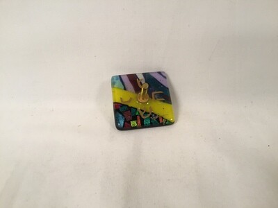Small Glass Dreidel Top - Multicolor with Yellow Band