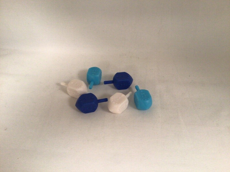 Medium White, Blue &amp; Turquoise Plastic Dreidels