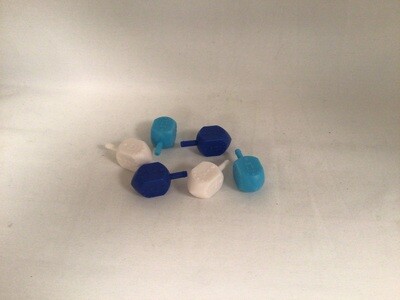 Medium White, Blue & Turquoise Plastic Dreidels