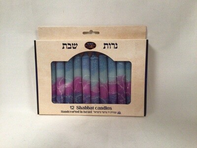 Safed Fantasy Blue Shabbat Candles - 12