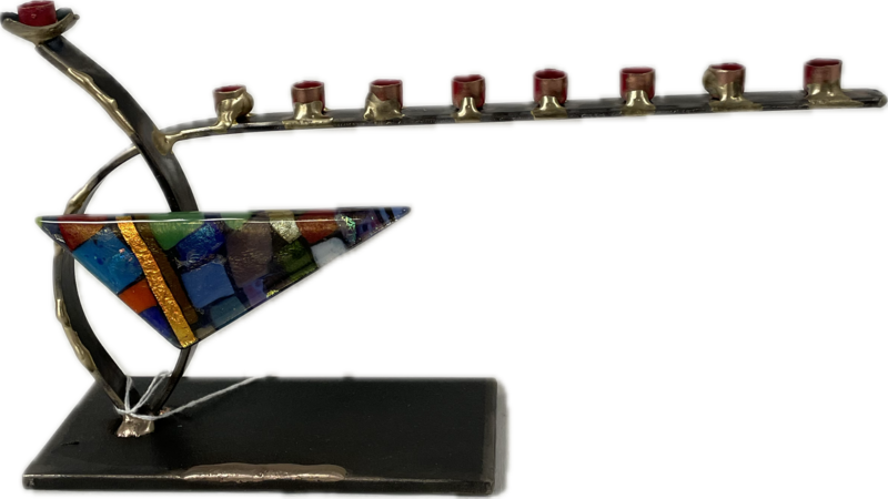 Steel Menorah with Glass Triangle