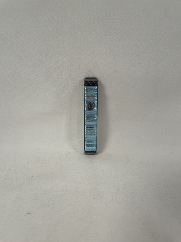 Accordion Art Glass Silvery Blue Mezuzah