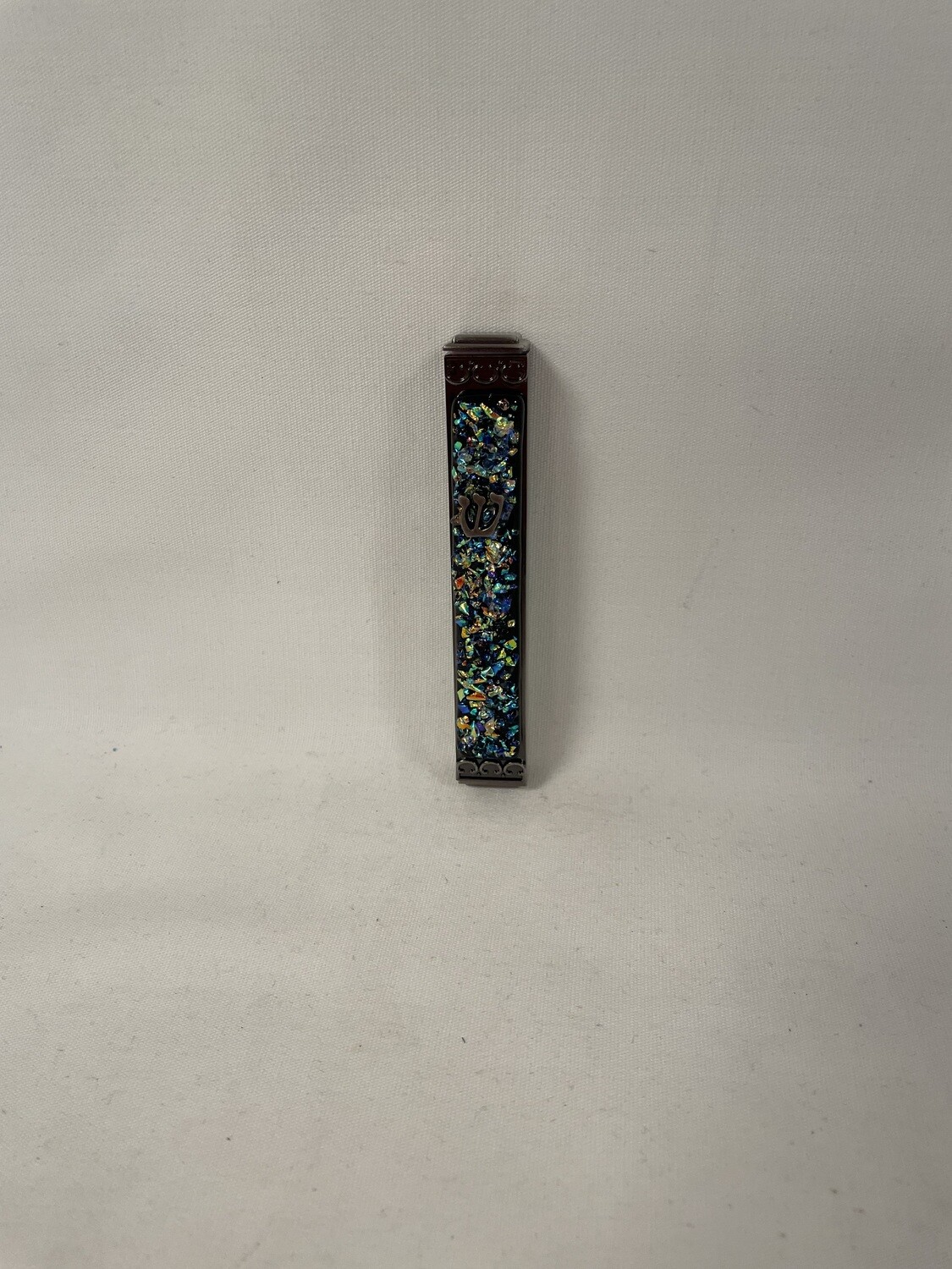Sparkling Art Glass Black Mezuzah