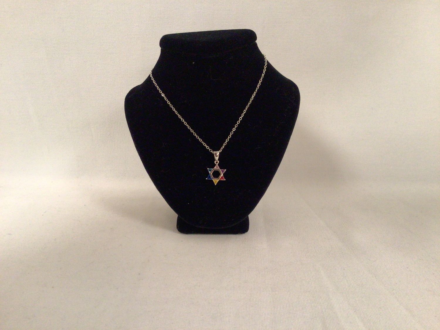 Sterling Star of David Necklace with Colorful Stones