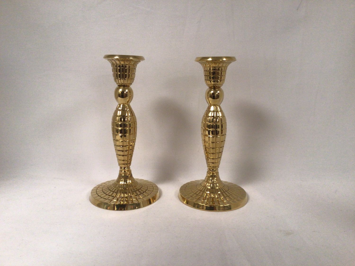 Textured Brass Candlesticks