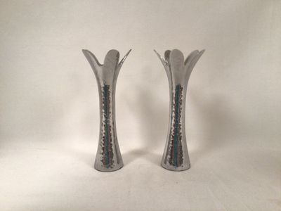 Hammered Candlesticks with Flower Shaped Top