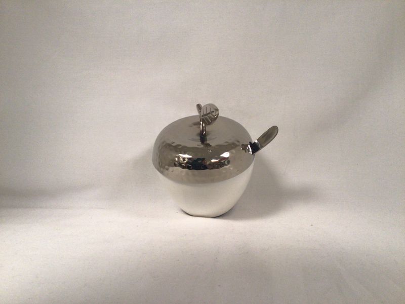 Apple Shaped Honey Dish and Silver Spoon