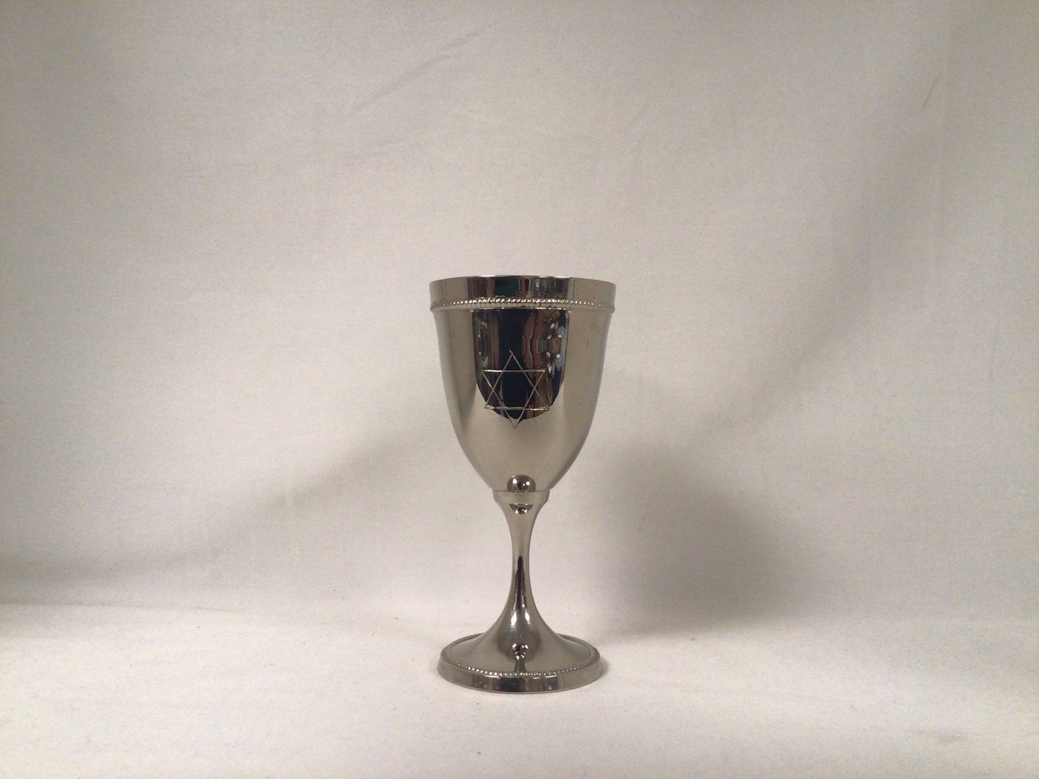 Nickel Plated Kiddush Cup with Star of David Motif
