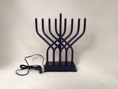 Multifunctional Contemporary  Metal Led Menorah-Navy