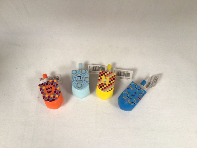 Multi Colored Hand Painted Wood Dreidel-medium