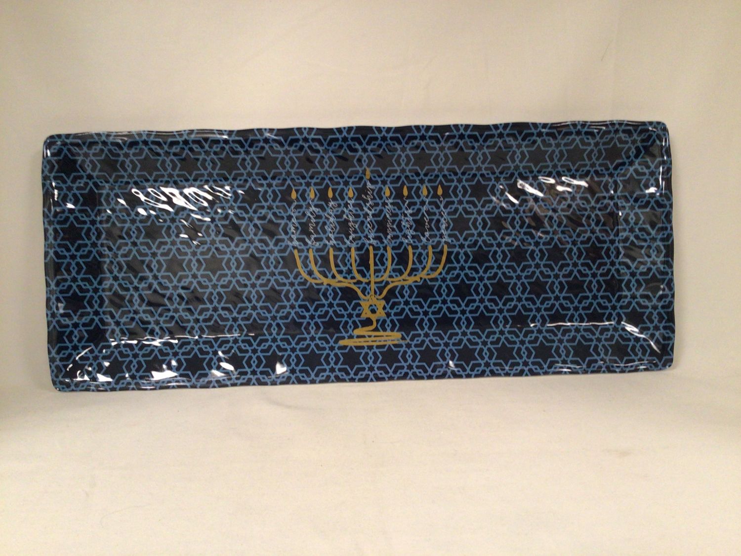 Festive Lights with Menorah Design and Stars Tray