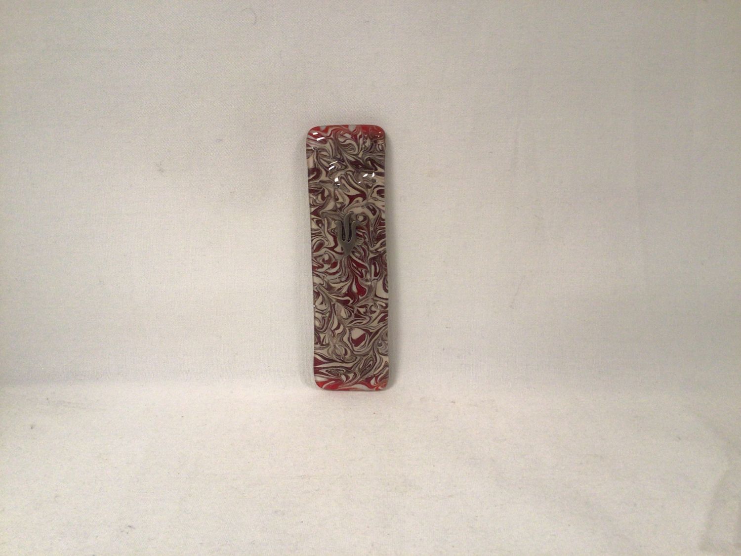 Marbled Brown with Red  Art Glass Mezuzah