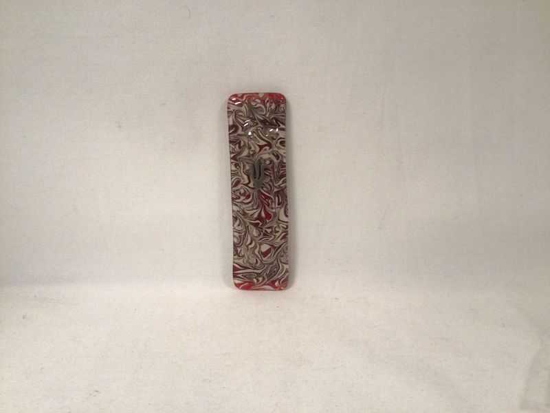 Marbled Brown with Red  Art Glass Mezuzah