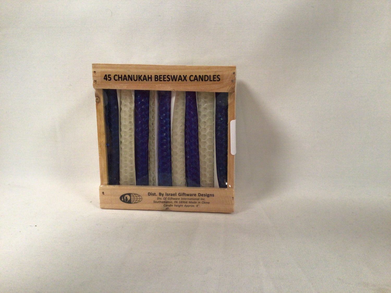 Beeswax Blue and White Chanukah Candles in a Box