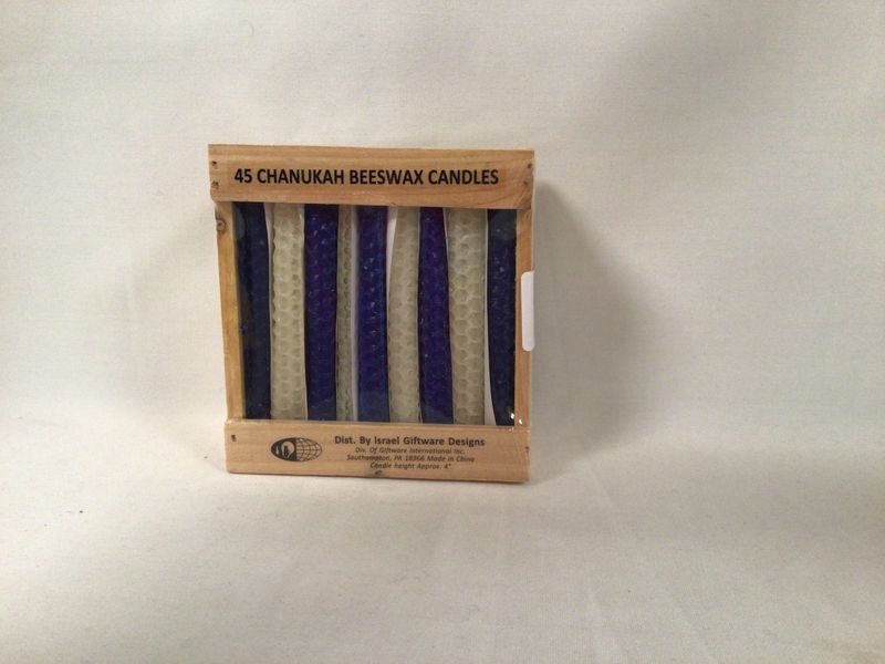 Beeswax Blue and White Chanukah Candles in a Box