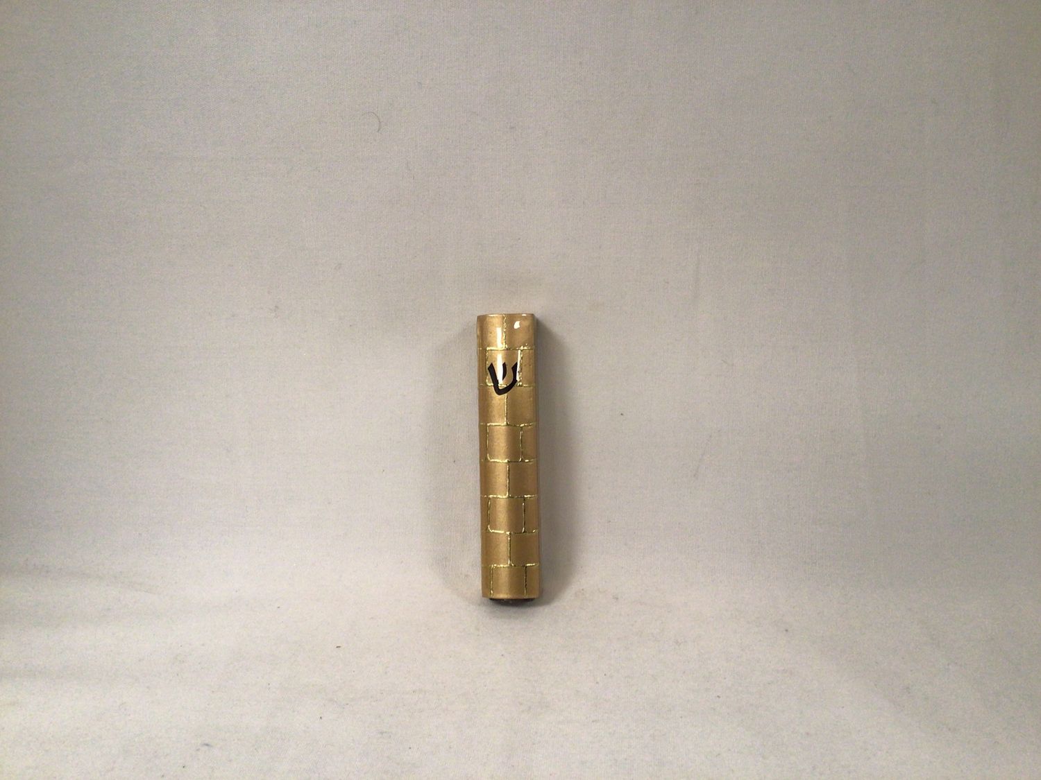 Gold Brick Wall Mezuzah