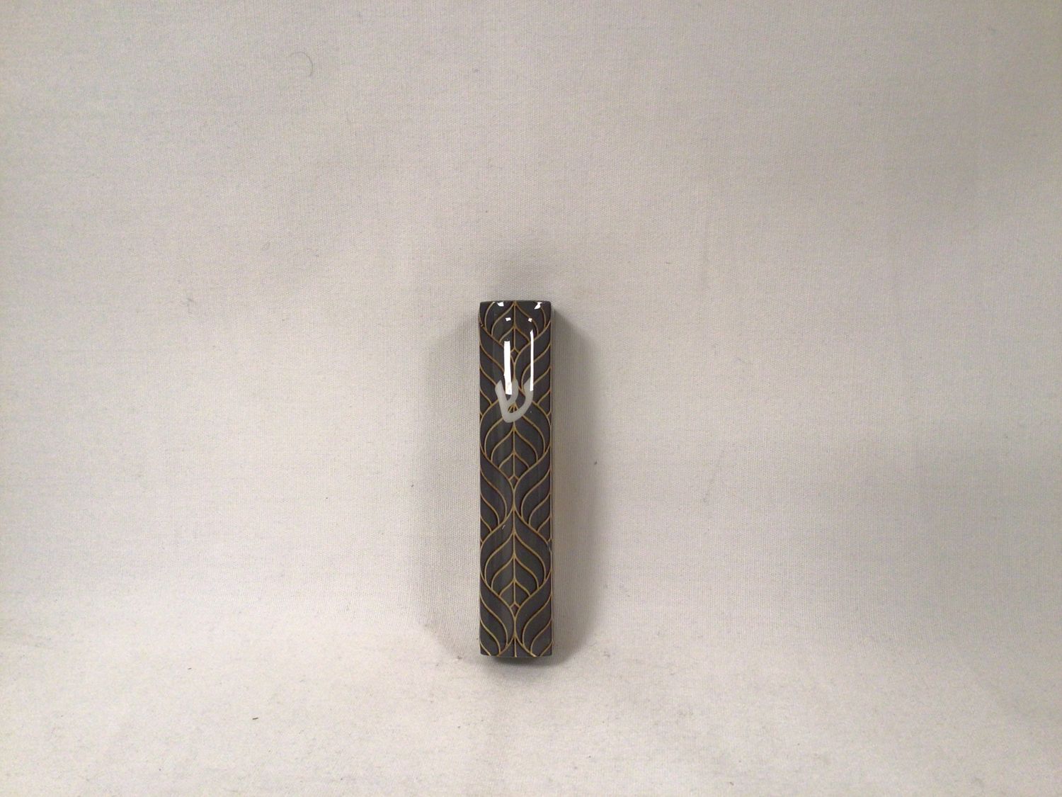 Dark Grey Mezuzah with Gold Design